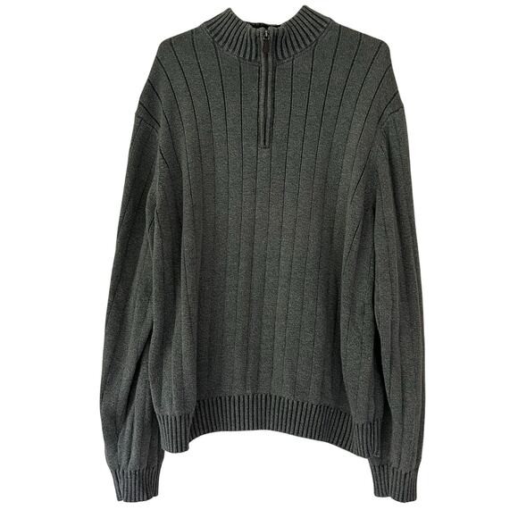 Bass Heritage collection Henley ribbed sweater mock neck prep classic cotton XXL - Picture 1 of 9